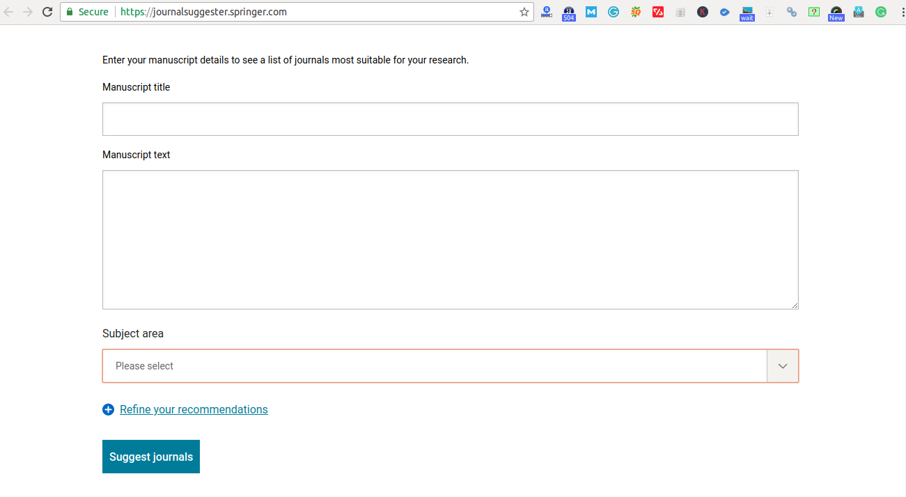 springer journal suggester springer journal suggester