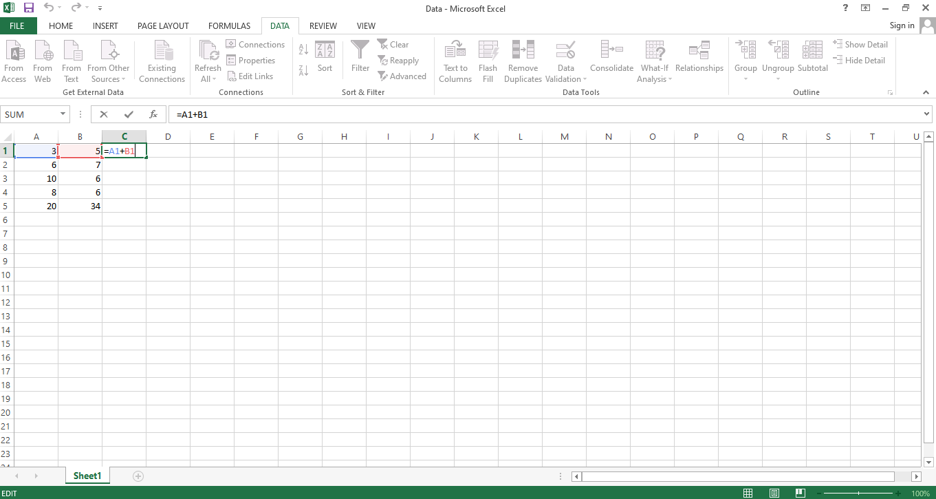 Addition In Excel