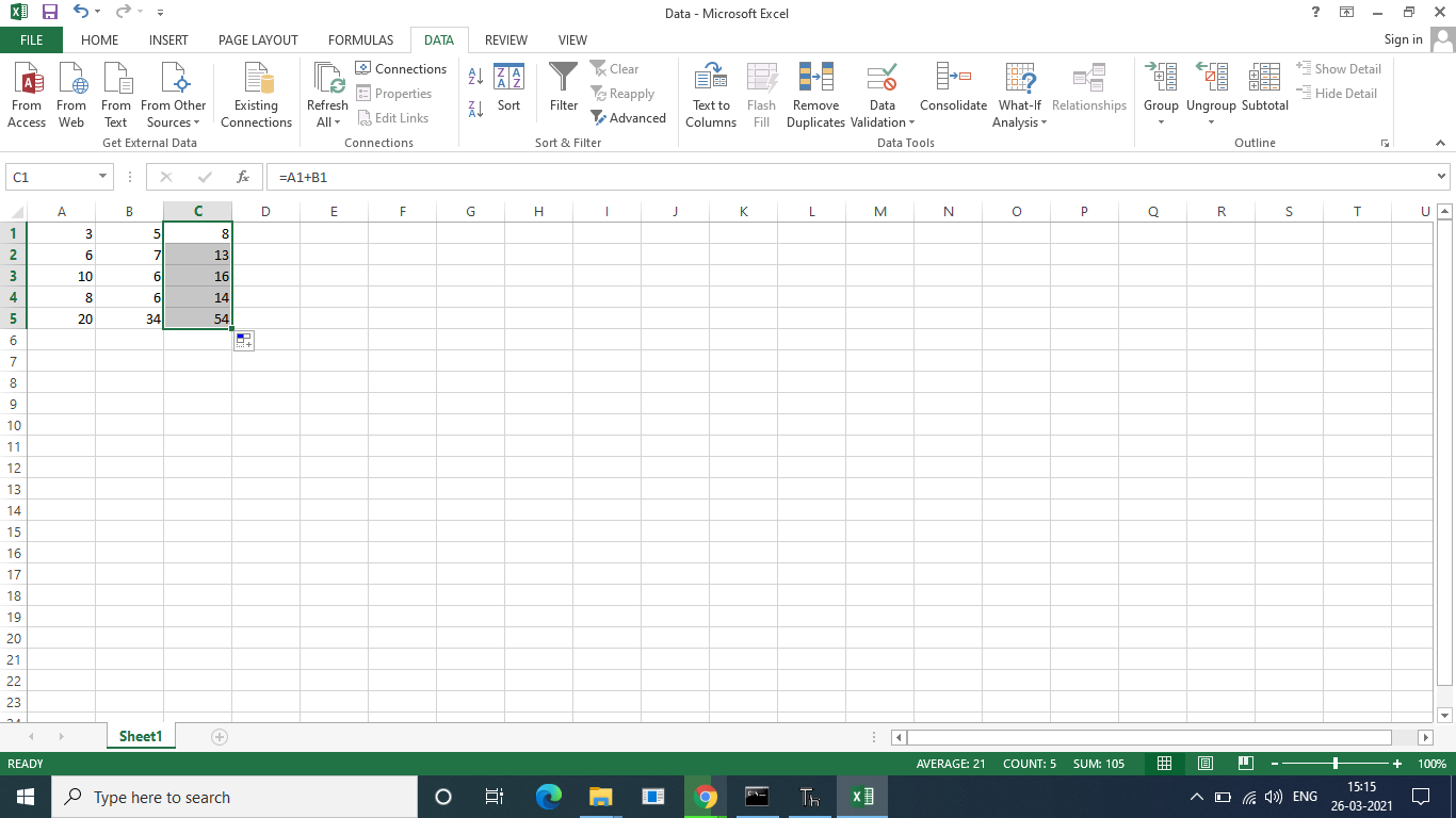 Addition In Excel