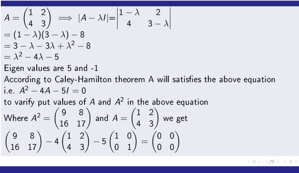 Caley-Hamilton Theorem