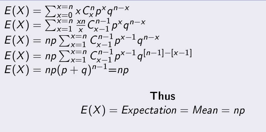 Expectation of X in Binomial Distribution