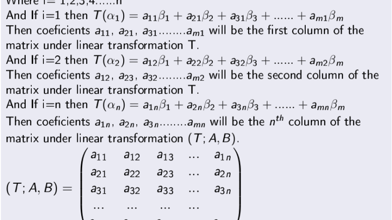 standard matrix representation of linear transformation