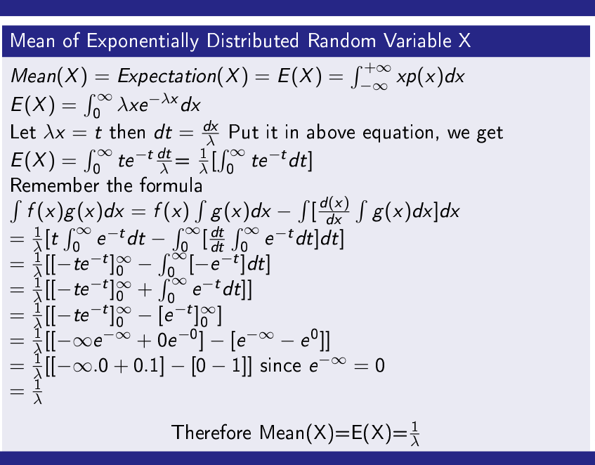 Mean of Exponentially Distributed Random Variable X